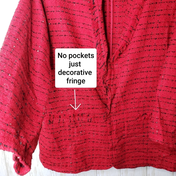Worthington Womens Blazer Open Front Tweed Red & Black Plus Size XXL Jacket - Picture 11 of 16